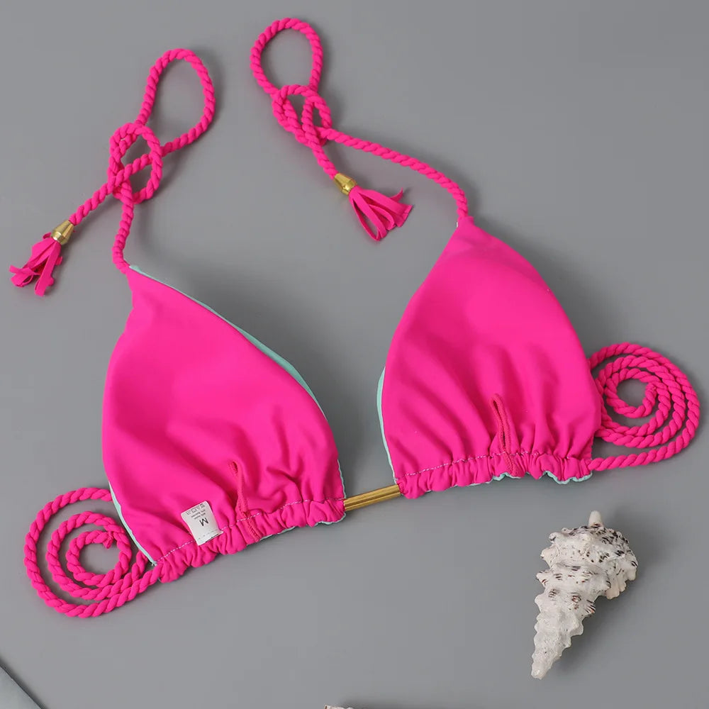 Costume da bagno donna bikini set bikini sexy con coulisse costumi da bagno leopardo due pezzi costume da bagno costume da bagno bikini con lacci biquinis
