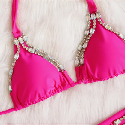 nuovo costume da bagno in due pezzi con strass 2026 cristallo di lusso perizoma Sexy perizoma Bikini Set costumi da bagno da donna costume da bagno Sexy da spiaggia