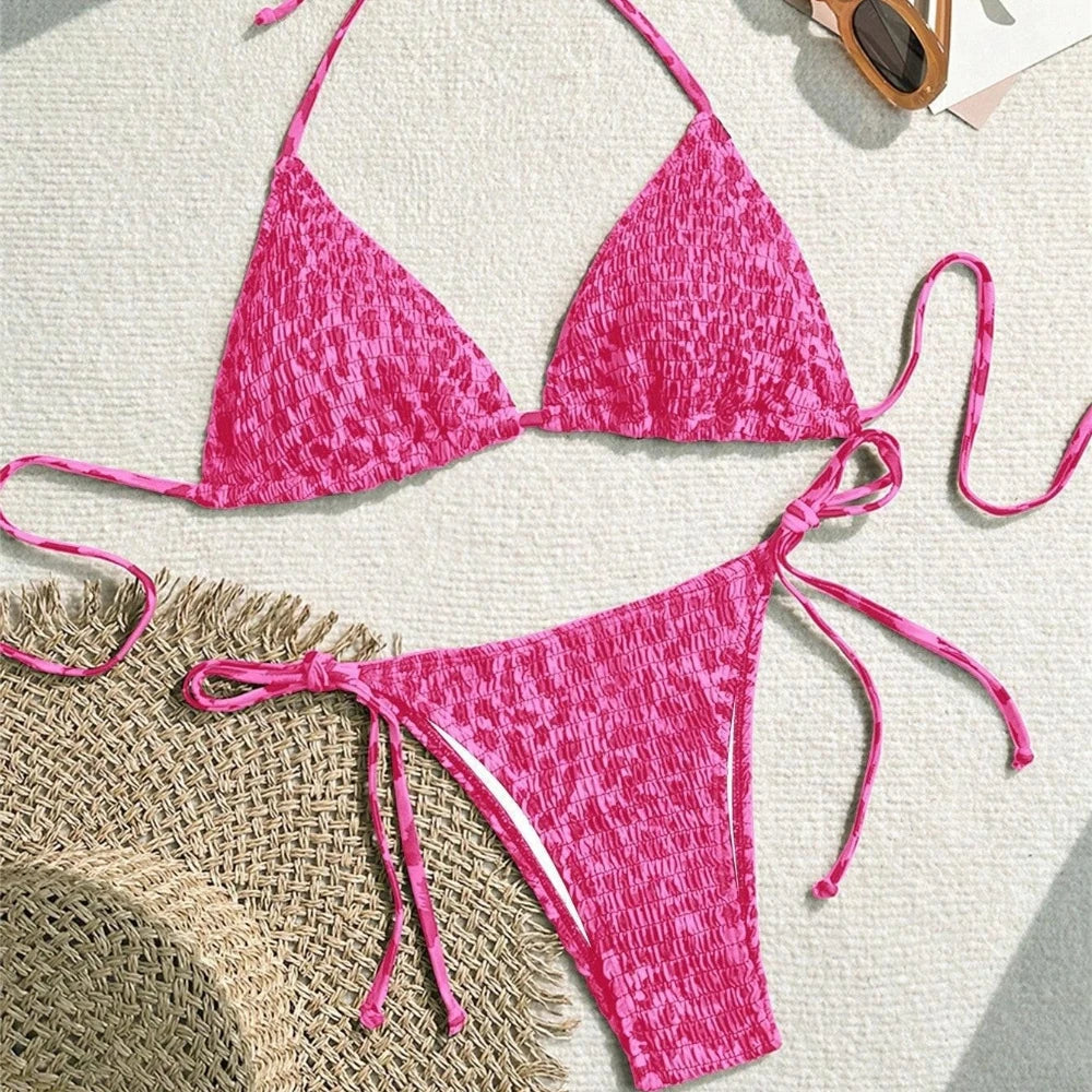 Maillot de bain imprimé bikini sexy femme, style été, col suspendu, mode haut de gamme, sport, plage, princesse, baignade