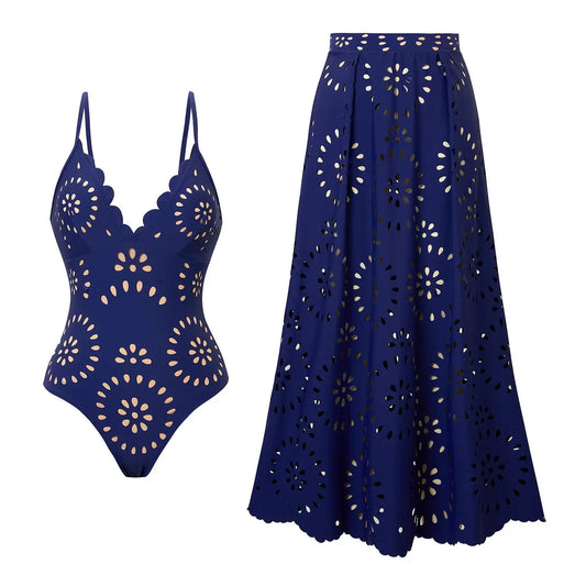 2Pcs Printed Swimsuit Women Sexy Swimwear New Bikini With Long Skirt Female Biquini Push Up Swim Suit Bodysuit Beachwear CoverUp