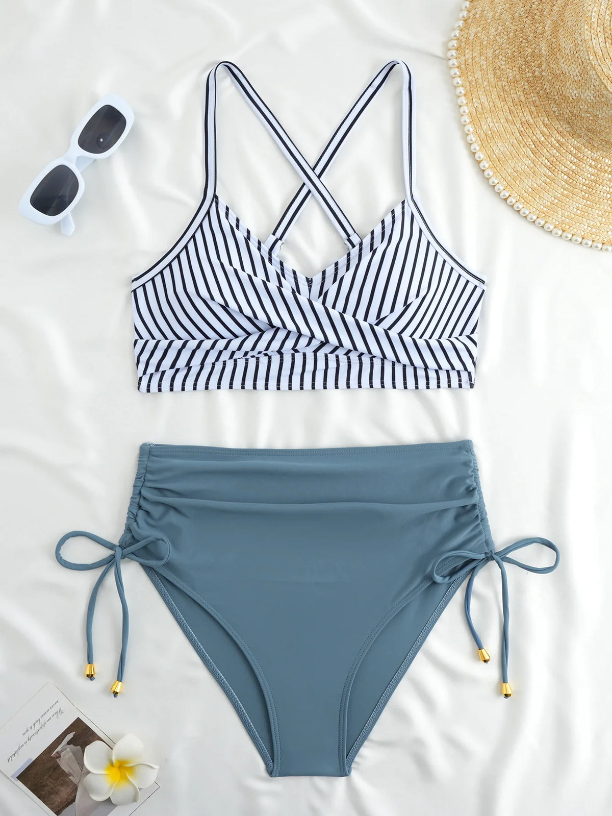 2026 Strappy High Waist Bikinis Padded Swimsuit Women Sexy Swimwear Female Bathers Bathing Swimming Swim Suit Beachwear XL