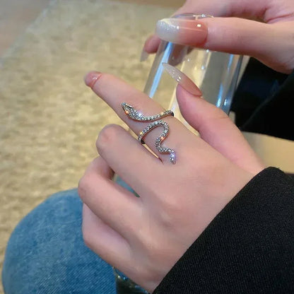 Anello serpente aperto gotico da donna Anelli animali regolabili Rettile Moda Punk Personalità Accessori per gioielli Tentacoli di gioielli