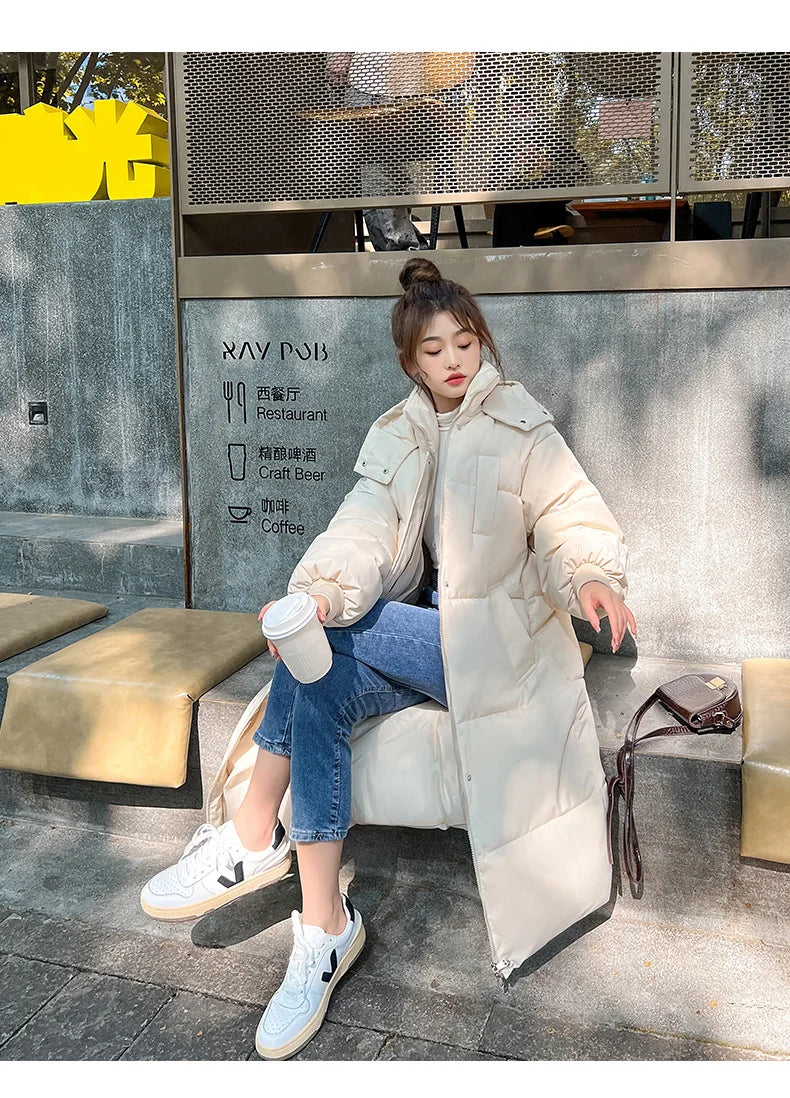 Cappotto freddo da donna invernale parka giacca imbottita lunga con cappuccio Plus Size cappotto Super caldo capispalla da neve all'ingrosso a buon mercato coreano