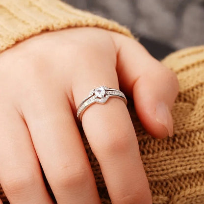 Anello Nuziale Romantico in Argento Sterling 925, Gioiello Femminile con Cuore Brillante in Zirconia, Accessorio per Dito, Anello di Fidanzamento