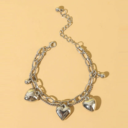 1 pezzo di braccialetto da donna con ciondolo amore a doppio strato in metallo minimalista e alla moda, accessorio moderno e versatile -2061