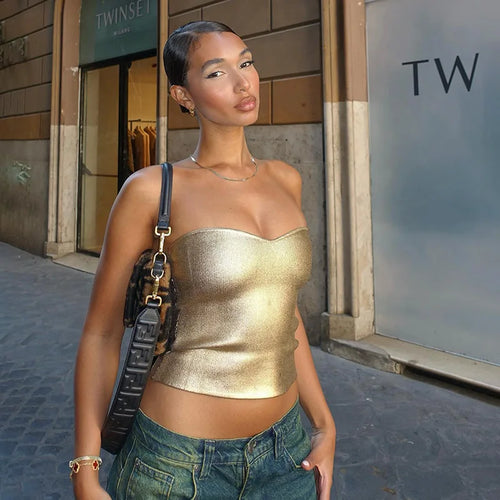 Haut court d'été sans bretelles et dos nu, sexy, style corset, pour femmes, pour soirées et clubs, débardeur sans manches, bustier moulant
