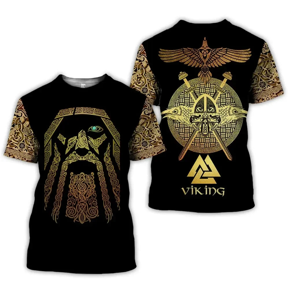 L'ultimo simbolo vichingo 3D stampato abbigliamento oversize estivo manica corta da uomo da strada comoda maglietta Hip Hop Harajuku Top