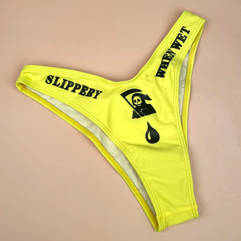 Gothic Bikini 2025 Damen Skelett Tube Top BH Triangle Unterteil Badeanzug Split Bademode Unterwäsche Y2K Bikinis Bademode