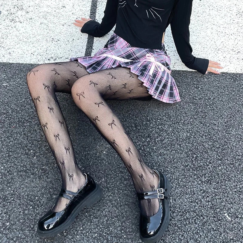 Donna Ragazze Moda Punk Gotico Calze a rete Serpente Teschio a righe Maglia Collant Mutandine Lolita Plus Size Collant Leggings