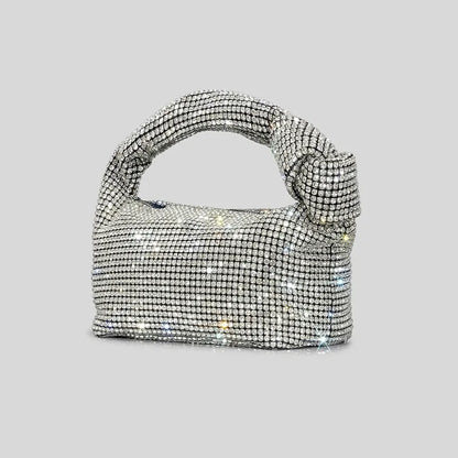 Borse da sera con nodo con strass con manico Borsa con manico superiore in cristallo argento per borse da donna e borsette Borsa di design di lusso