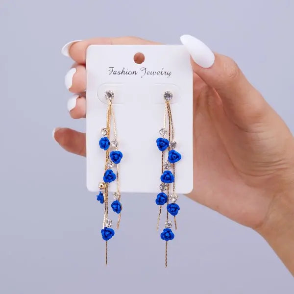 Nuovi gioielli di moda Orecchini pendenti con rosa rossa Donna Fiori con strass vintage Orecchini pendenti Matrimoni Gioielli per feste di fidanzamento