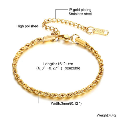 Bracciale in Acciaio Inossidabile Placcato Oro, Non Ossida, Impilabile per Donne, Sottile Catena a Spina di Pesce, Gioiello Impermeabile, Regalo