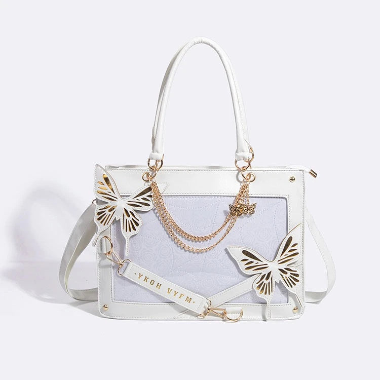 Sweet Y2k Lolita Butterfly Chain borse a tracolla Trendy Gothic Harajuku Ita Bag Japanese Chic Women borse trasparenti Crossbody