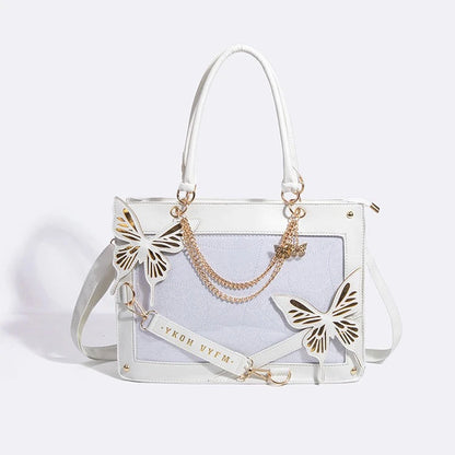 Sweet Y2k Lolita Butterfly Chain borse a tracolla Trendy Gothic Harajuku Ita Bag Japanese Chic Women borse trasparenti Crossbody