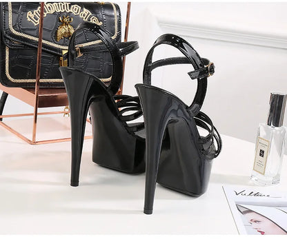 Sandali estivi multicolori da donna con plateau impermeabile, fondo spesso 15 cm, tacchi alti con tacco fine