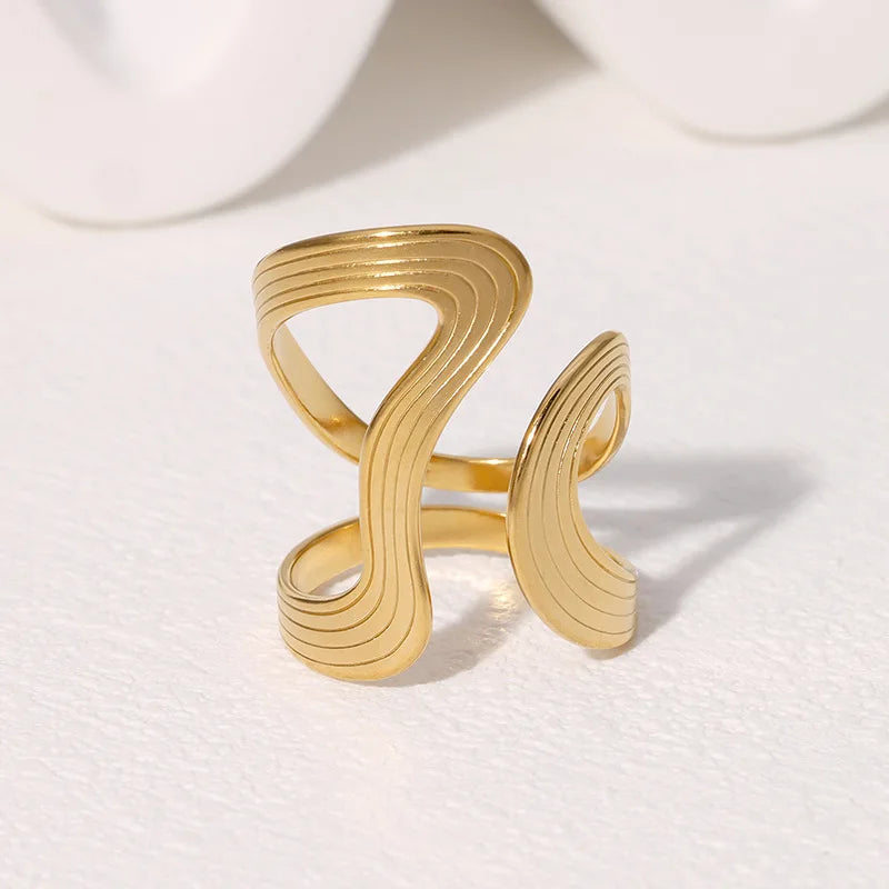 Anello personale grande in acciaio inossidabile antiruggine, elegante, creativo, minimalista, in metallo, gioielli impermeabili per le donne