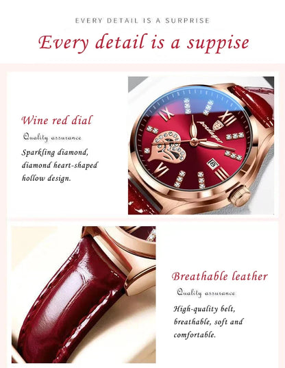 POEDAGAR Orologi casual di lusso per donna Orologio da donna in pelle con calendario impermeabile Orologio da polso al quarzo da donna di moda di alta qualità