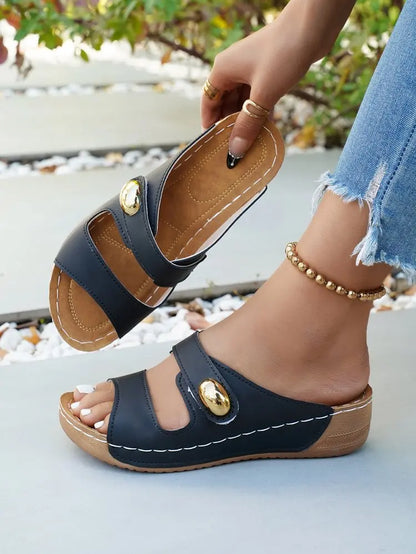 Sandales décontractées d'été pour femme à talon, chaussures compensées basses pour femme, chaussons d'intérieur et d'extérieur, chaussures d'été à talon