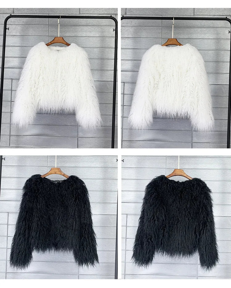 Giacche finte calde cappotto di pelliccia da donna sciolto di grandi dimensioni 6XL cappotto di peluche giacca femminile pelliccia autunno inverno Shaggy Furry capispalla giacche