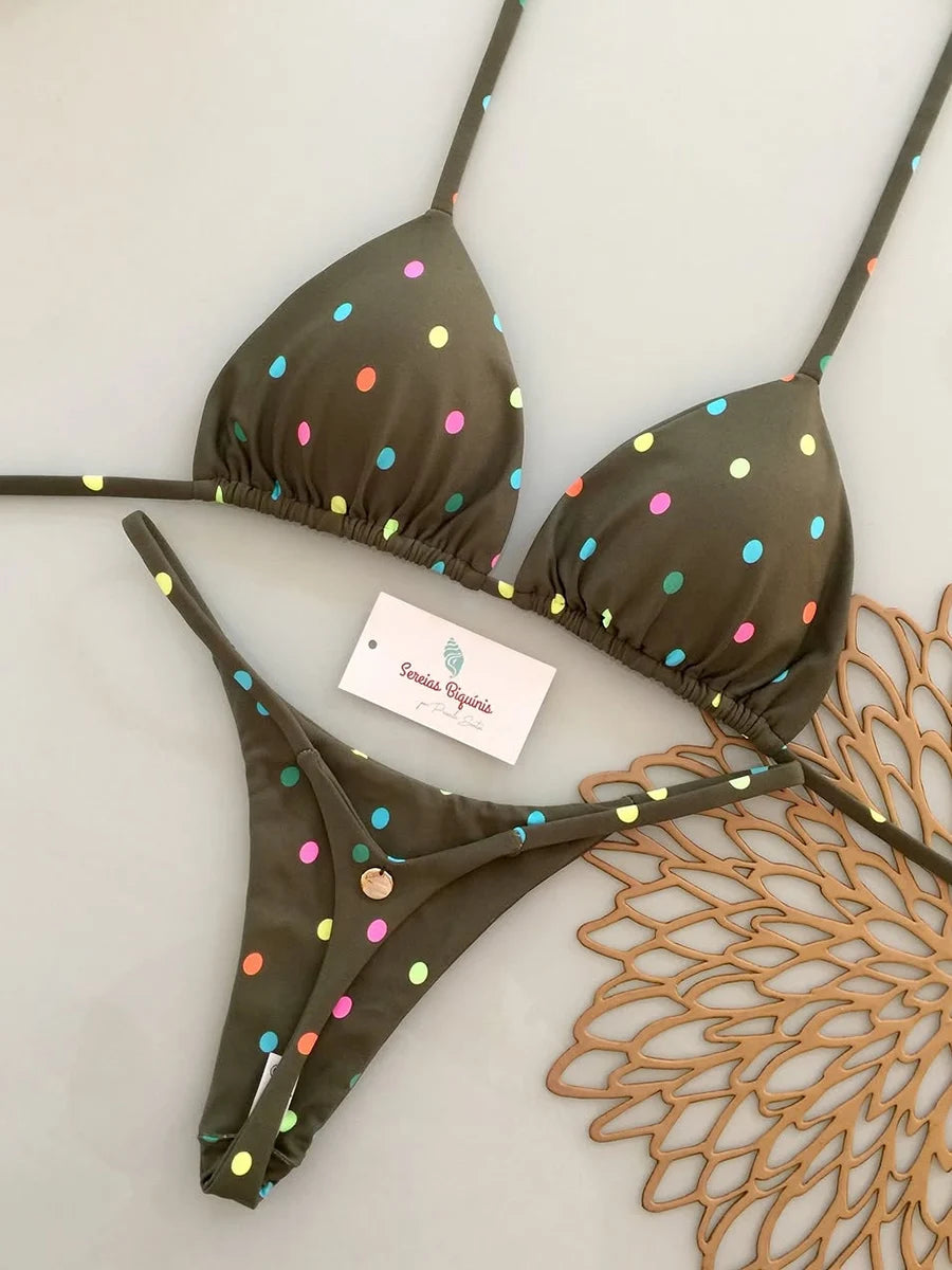 Nouveau maillot de bain brésilien sexy à lacets imprimé pour femmes 2026 Micro maillot de bain dos nu Biquini Maillots de bain Tanga
