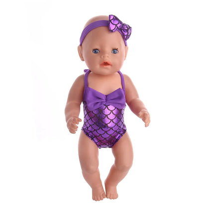 Costume da bagno per bambini in diversi stili, grazioso costume intero per bambole da 43 cm, accessori per bambole americane da 18 pollici, regali giocattolo per ragazze