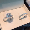 2 pz/set cristallo di lusso femminile AAA zircone pietra anello set per le donne moda fedi nuziali per le donne anelli di amore