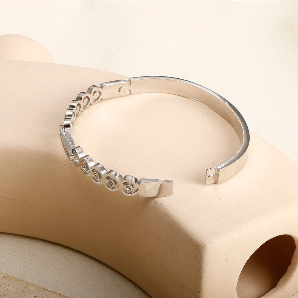 Bracciale in Acciaio Inossidabile con Zirconia Gioiello Semplice