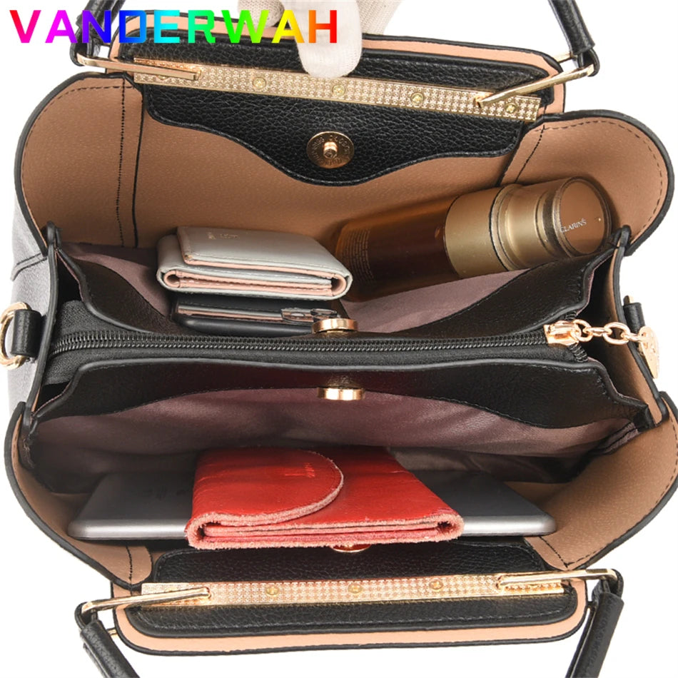 Borse di lusso in morbida pelle Borse da donna Designer 3 strati Borsa a tracolla con tracolla Sac Borsa da donna per lo shopping di grande capacità
