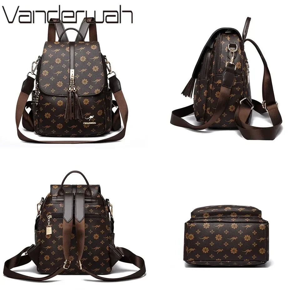 Zaino da donna Designer borsa da donna in pelle di alta qualità stampa di moda di lusso borse da scuola con nappe zaini di grande capacità Sac