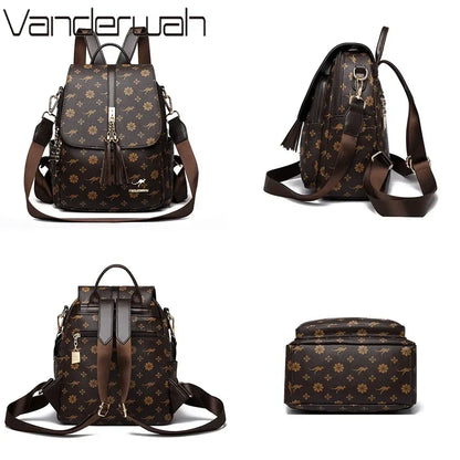 Zaino da donna Designer borsa da donna in pelle di alta qualità stampa di moda di lusso borse da scuola con nappe zaini di grande capacità Sac