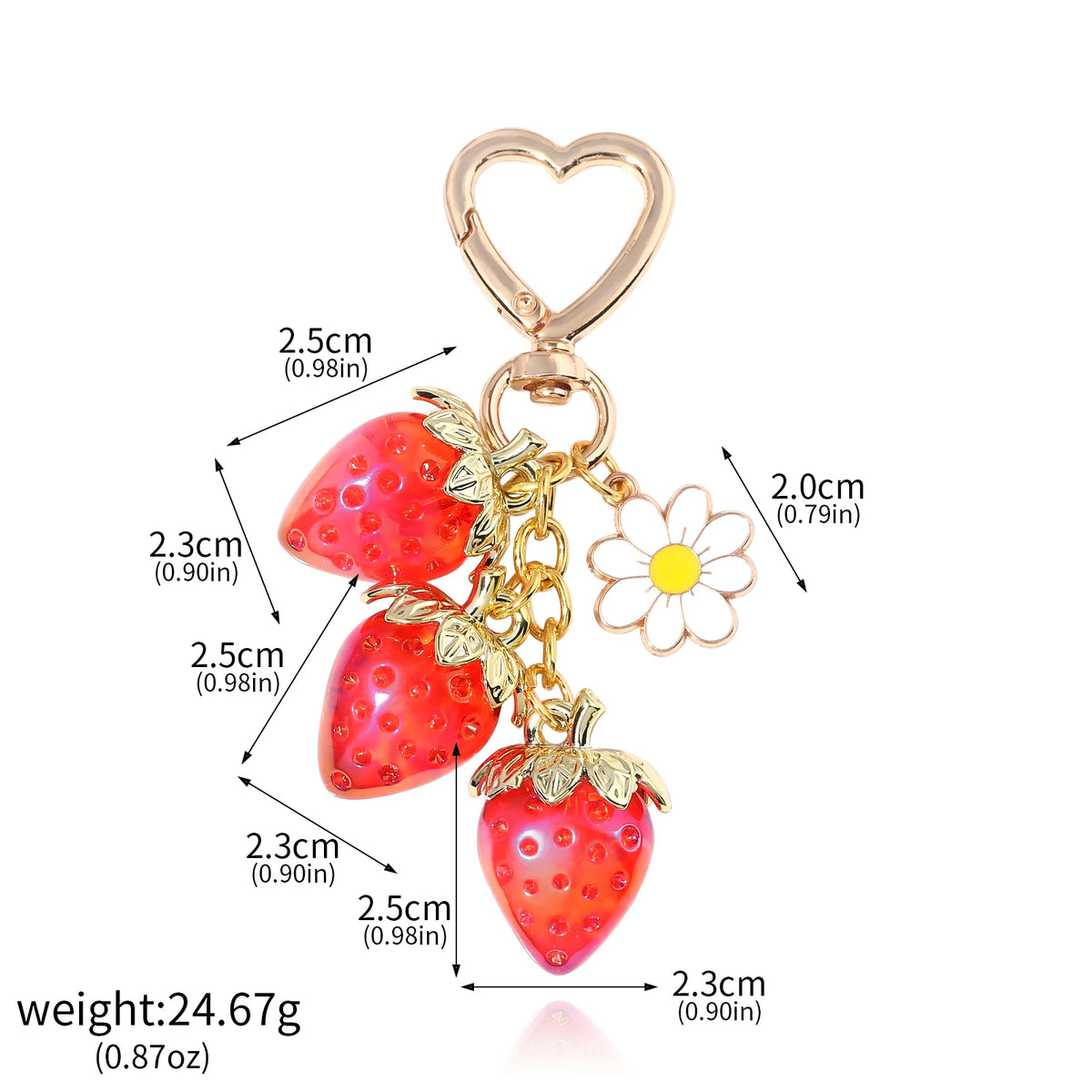 Simpatico portachiavi con ciondolo a forma di borsa con fragola, cuore Kawaii, fiore, margherita, portachiavi per donne, ragazze, borsa, ciondolo, accessori regalo