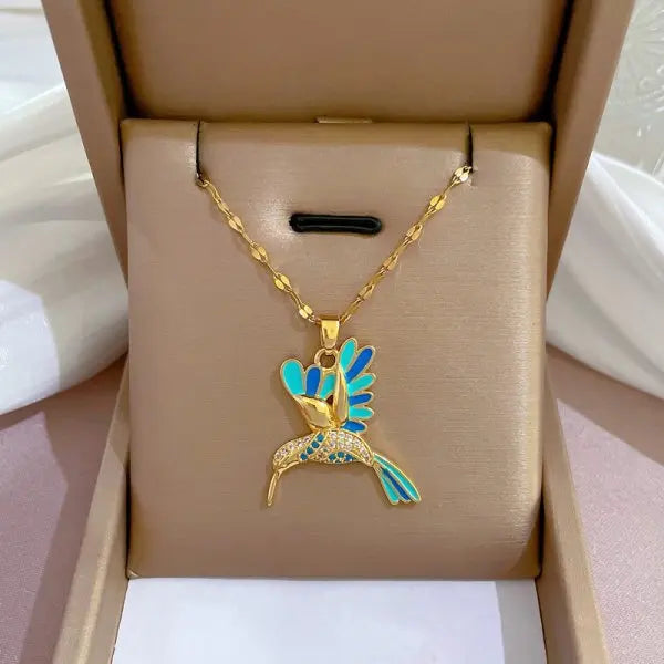 Squisito micro intarsiato zircone farfalla nappa collana per le donne gioielli girocollo in acciaio inossidabile luna farfalla fiore clavicola