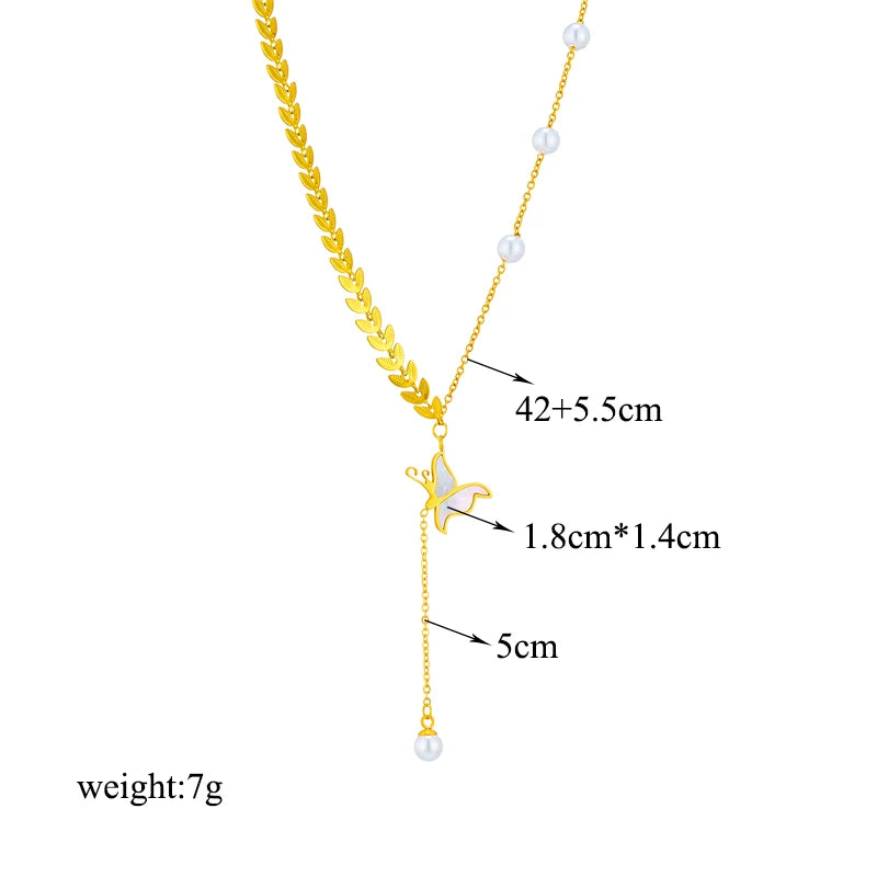 DIEYURO Collana con ciondolo occhi azzurri con serratura a forma di farfalla in acciaio inossidabile 316L per le donne Nuovi regali di gioielli con catena girocollo multistrato