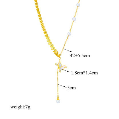 DIEYURO Collana con ciondolo occhi azzurri con serratura a forma di farfalla in acciaio inossidabile 316L per le donne Nuovi regali di gioielli con catena girocollo multistrato