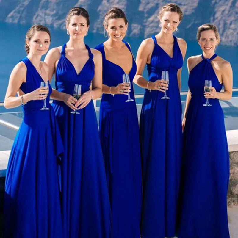 Abito formale da donna elegante da sera lungo con scollo a V profondo abito convertibile multistrato maxi abiti greci abito da festa di nozze