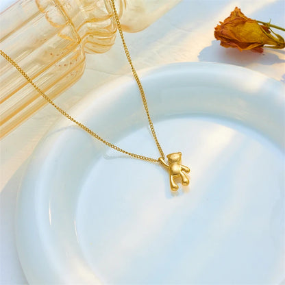 XIYANIKE Collana in acciaio inossidabile 316L Collana con ciondolo orso Accessori per donna Nuove tendenze Regali di gioielli per ragazza di Natale Collier