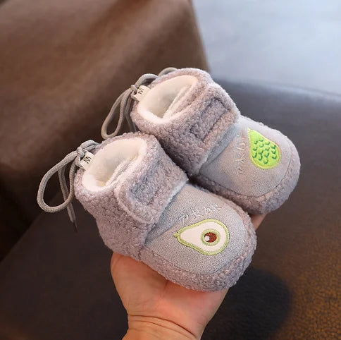 Scarpe da Passeggio per Neonati 0-1 Anno, Scarpe in Cotone con Suola Morbida e Chiusura a Velcro, Calde e Spesse, Stivali Invernali da Neve, Calzature per Neonati