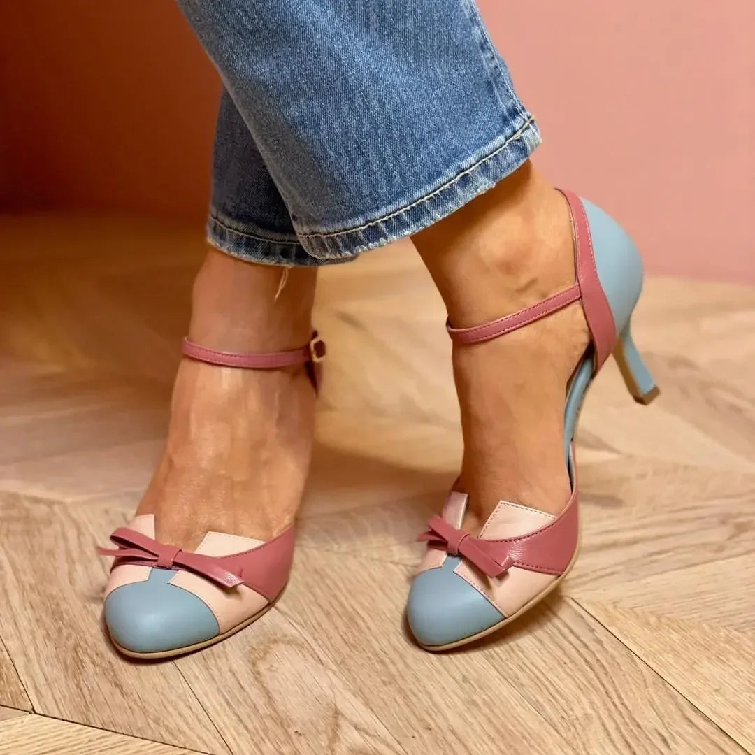 Sandali estivi con tacco alto per donna Sandali cavi con cinturino con fibbia color block moda Scarpe da donna Taglie forti40-43