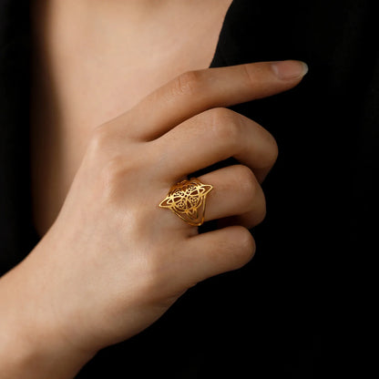 Skyrim Stregoneria Anello con nodo da strega Anelli da dito in acciaio inossidabile Wicca Triquetra Celtics Nodo Amuleto Protezione Gioielli Donna Uomo
