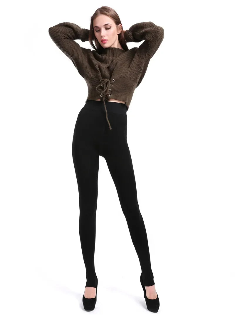 Leggings invernali per donna Leggins caldi Leggins in velluto tinta unita Leggings a vita alta Leggings elasticizzati dropshipping