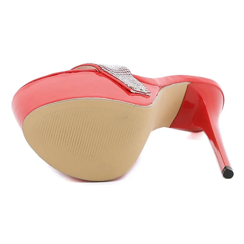 Aneikeh Pantofole con ciabatte ultra alte con piattaforma sexy Bling Scivoli in PU Scarpe da donna di nuova moda per adulti Estate Roma Classici a pois