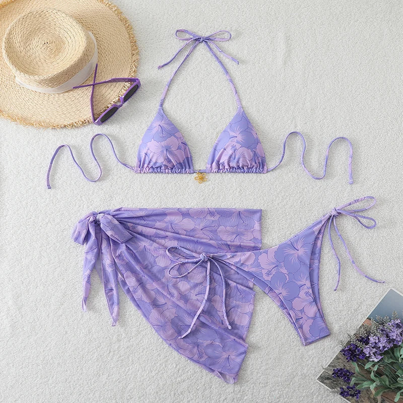 Sexy Maillot de Bain Femme Bikinis Maillots de Bain Femme 2026 Maillot de Bain 3 Pièces Ensembles Bikinis Triangle Robe de Plage Cache-Maillot de Plage