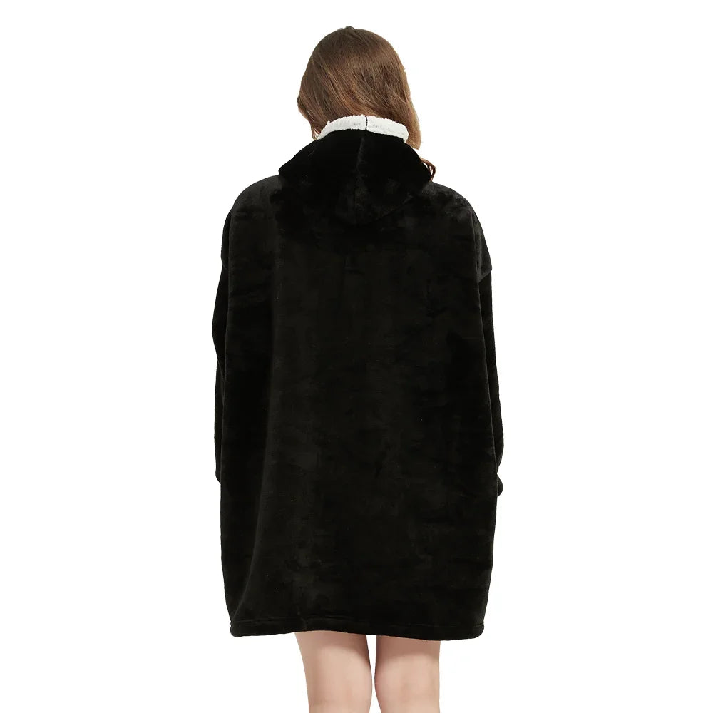 Coperte indossabili invernali Coperta morbida e calda Felpa con cappuccio Donna Uomo Pullover Coperte TV giganti oversize in pile
