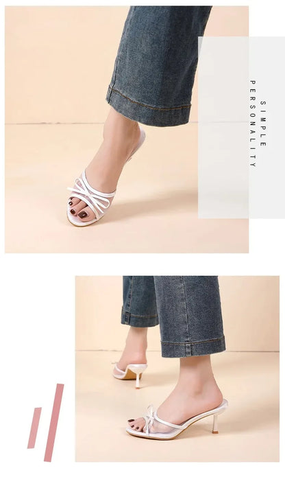 Damen Sommersandalen Elegante Sandalen Damen High Heels Mode Schmetterling Knoten offene Zehen Hausschuhe High Quality Marken Designer Damenschuhe