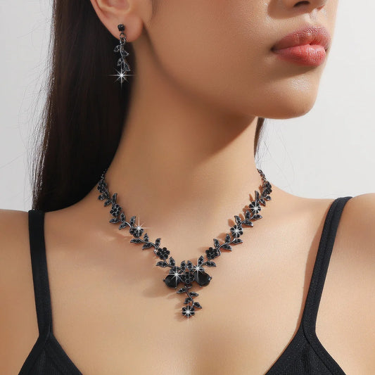 Parure de bijoux élégante au design floral, bijoux fantaisie pour les fêtes, décoration quotidienne, bijoux tendance et exquis