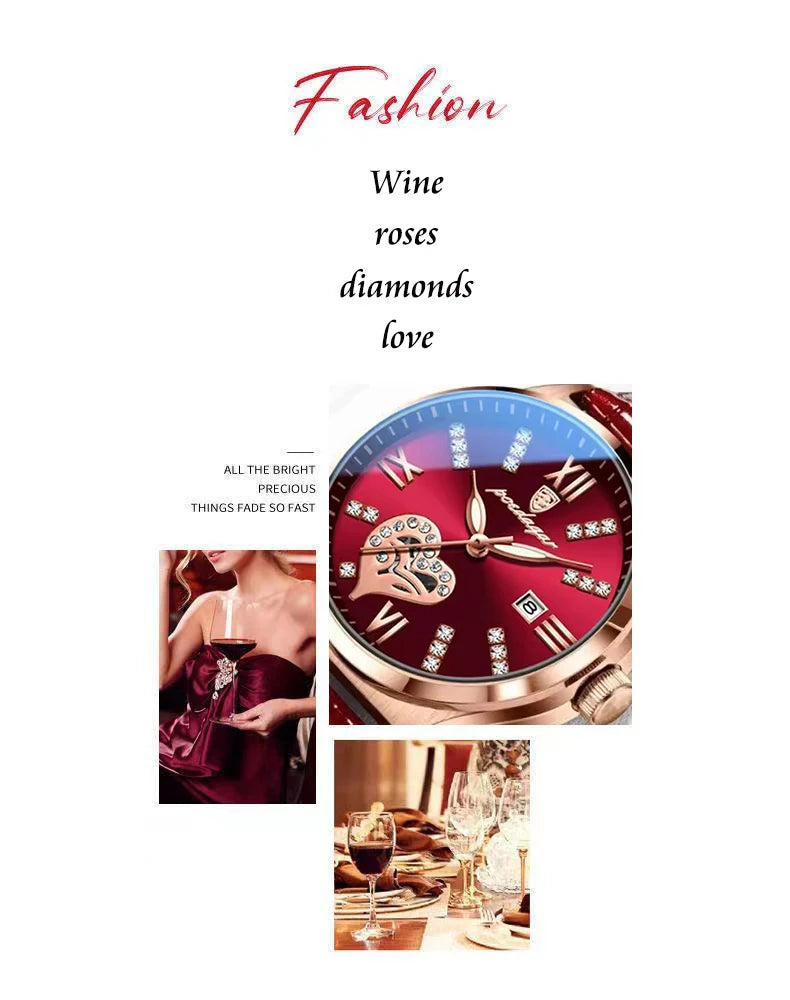 POEDAGAR Orologi casual di lusso per donna Orologio da donna in pelle con calendario impermeabile Orologio da polso al quarzo da donna di moda di alta qualità