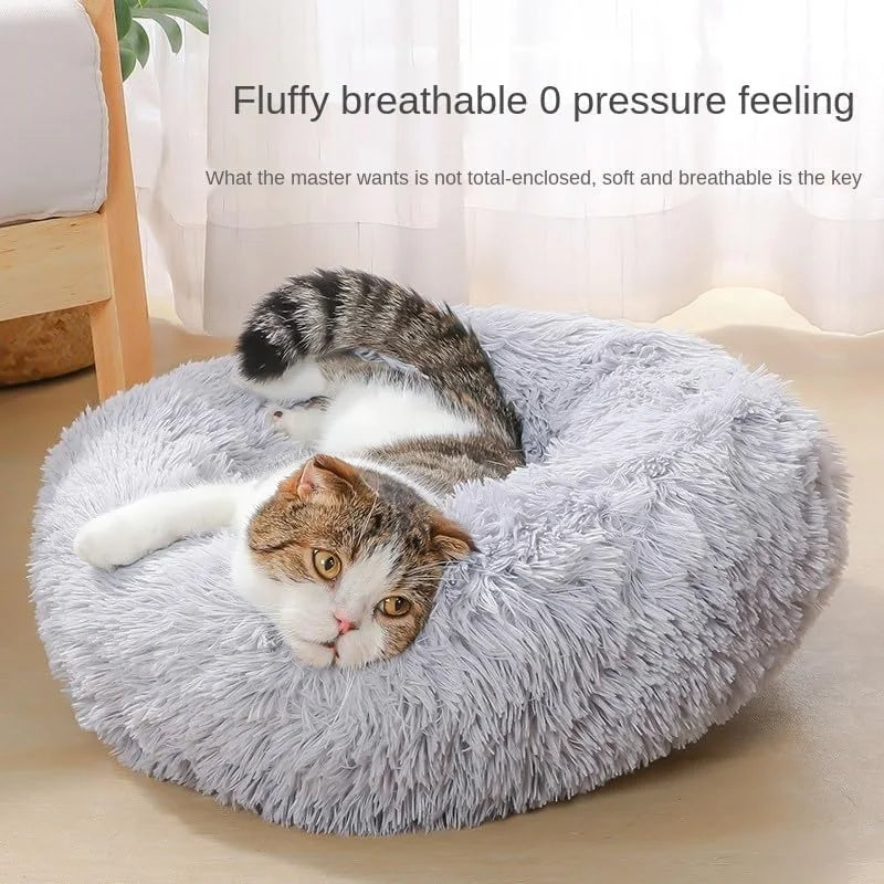 Cat Bed Round Autumn And Winter Soft Plush Pet Bed Dog Sofa Bed Plush Comforter Nest Shell Cat Nest Semi-enclosed Cat Nest