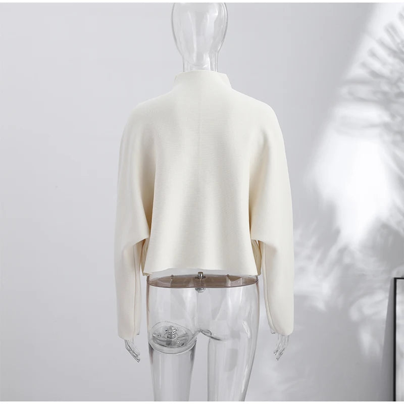 Eleganti Cardigan Corti in Maglia da Donna, Collo Alto, Cerniera, Manica Lunga, Maglione Femminile, Maglieria Casual da Donna Autunno 2026