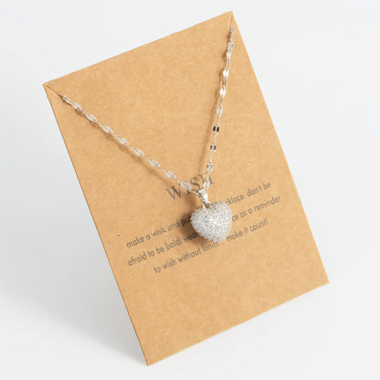 Set con ciondolo a forma di cuore con zirconi, temperamento femminile, collana in acciaio inossidabile placcato oro, regali di gioielli per feste di nozze