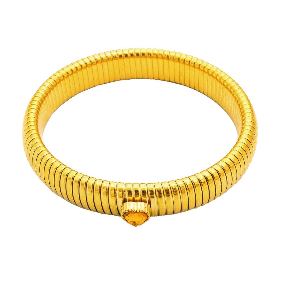 Bracciale in metallo spesso con elasticità retrò impermeabile in acciaio inossidabile placcato oro 18 carati tendenza moda gioielli unisex uomo donna